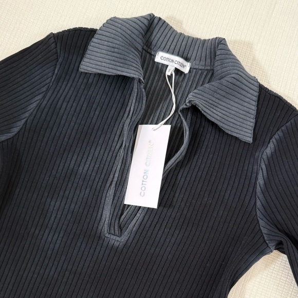 Cotton Citizen Charcoal Ribbed Short Sleeve Top - Picture 5 of 8